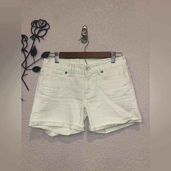 Madewell Pants - Madewell Light Green Denim Shorts – Mid Rise, Size 25